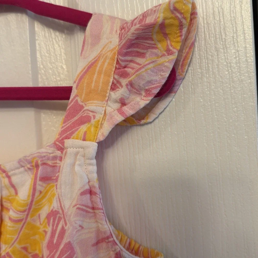 Cat & Jack Toddler Girls Sleeveless Tropical Top Size 5T 100% cotton Pink Yellow